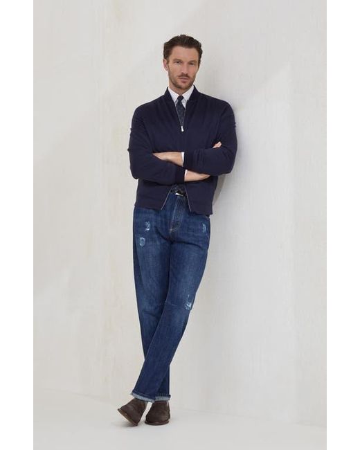 Brunello Cucinelli Blue Cashmere Bomber for men
