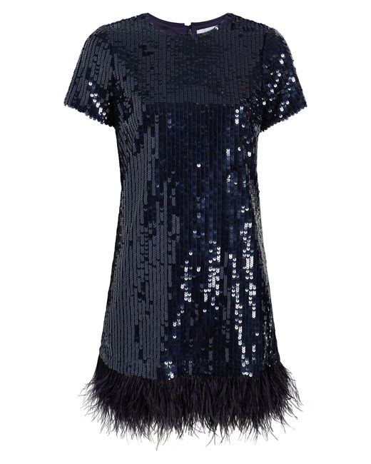 Likely Marullo Sequin Feather Trim Dress in Blue Lyst