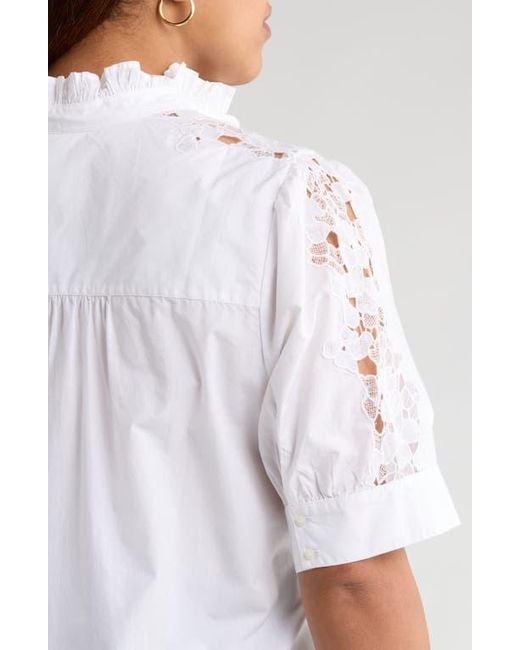 Caslon White Ruffle Lace Appliqué Cotton Top