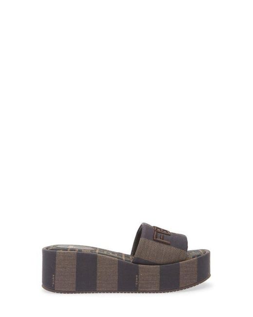 Fendi Gray Flatform Platform Slide Sandal