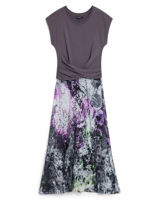 Desigual Purple Short Sleeve A-Line Dress