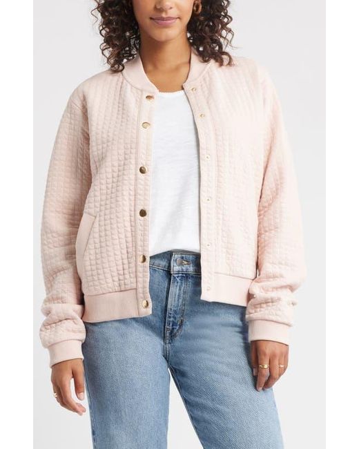 Caslon White Quilted Cotton Bomber Jacket