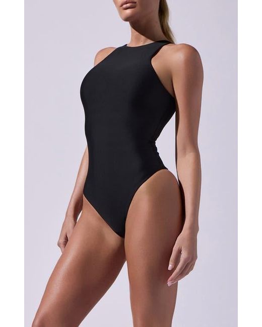 Heroine Sport Blue High Neck Sleeveless Bodysuit
