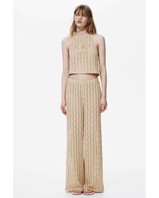 H&M Natural Knitted Pull-On Trousers