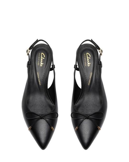 Clarks Black Zarey Bow Pointed Toe Slingback Pump