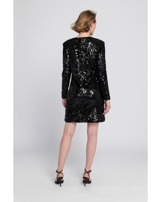 Elle Collection Black Long Sleeve Sequin Shift Dress Embellished/Sequined