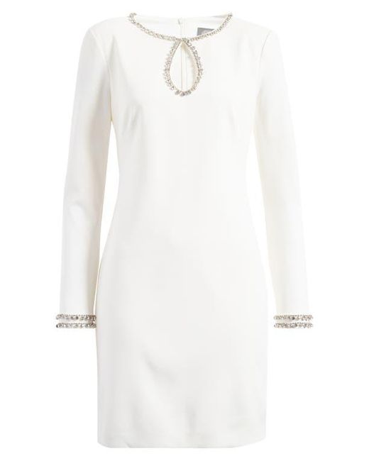 Vince Camuto Embellished Long Sleeve Cocktail Dress in White | Lyst