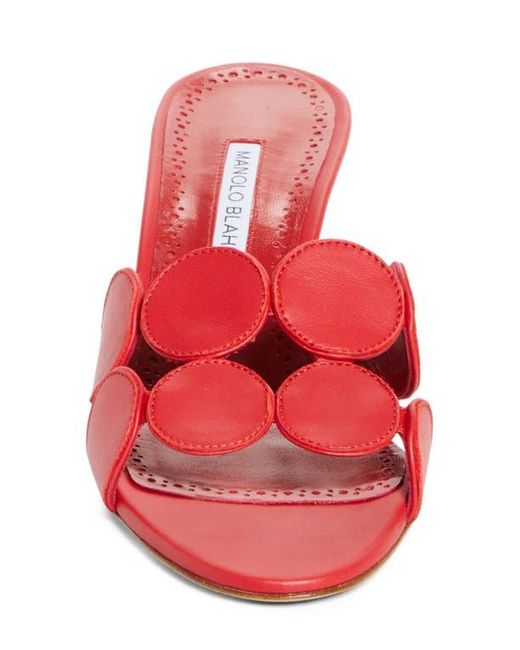 Manolo Blahnik Red Haribalmu Kitten Heel Sandal