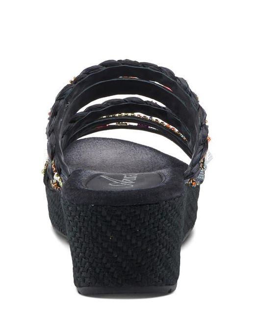 AZURA BY SPRING STEP Black Shinychic Platform Wedge Slide Sandal