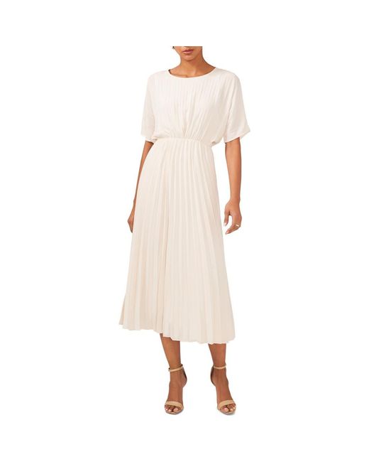 Halogen® Natural Pleated Midi Dress
