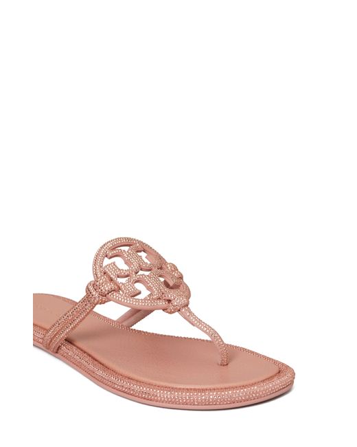 Tory Burch Pink Miller Knotted Pavé Sandal
