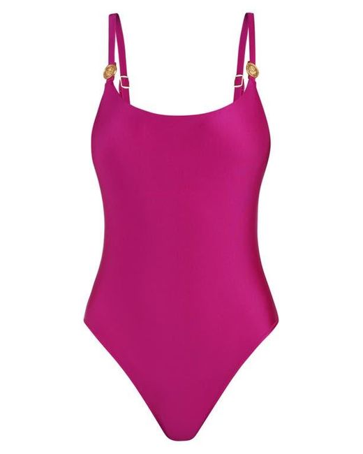 L'Agence Purple Remi Shimmer One-Piece Swimsuit