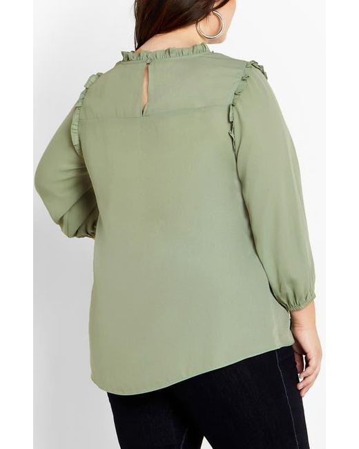 City Chic Green Katie Lace Yoke Top