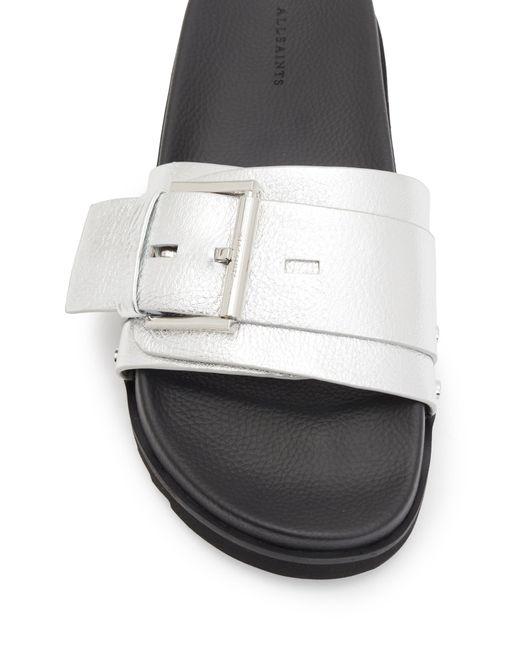 AllSaints White Ellie Stud Slide Sandal