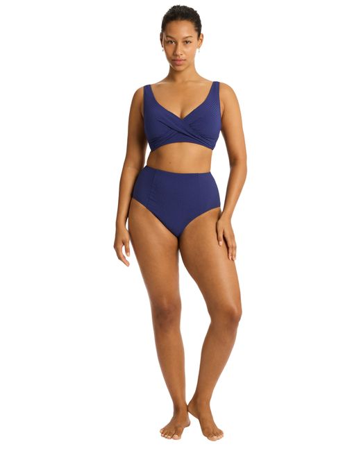 Sea Level Blue Cross Front Multifit Bikini Top