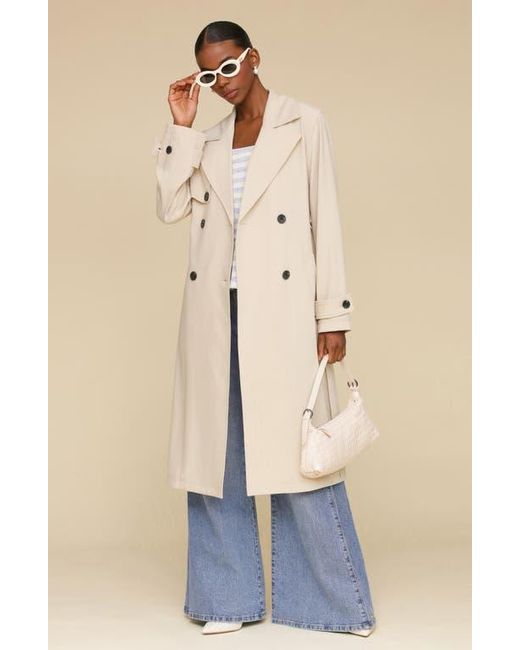 Avec Les Filles Blue Relaxed Fit Button Back Trench Coat