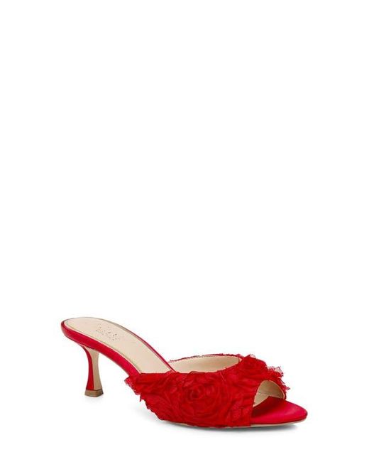 Badgley Mischka Red Scarlet Mesh Flower Sandal