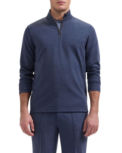 Bugatchi Blue Soft Touch Quarter Zip Pullover for men