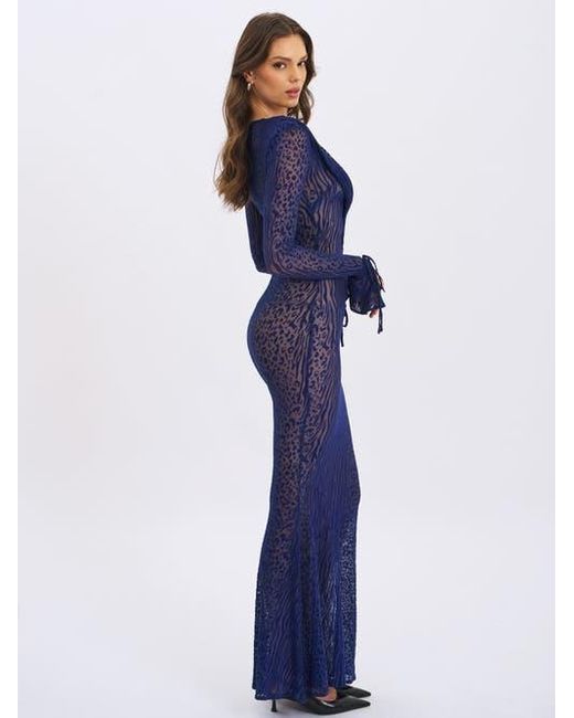 Miss Circle Women's Blue Ilyse V-Neck Plunge Animal Print Mermaid Hem Maxi  Dress - www.hospizverein-ansbach.de