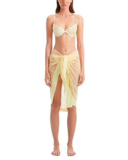 Moeva Natural Raiden Tie Front Wavy-Trim Sheer Sarong