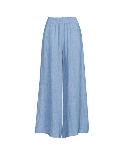Lands' End Blue Linen High Rise Palazzo Pants