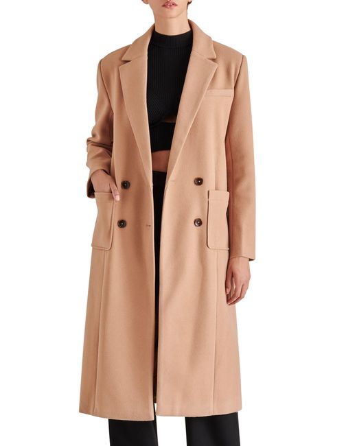 Steve Madden Brown Nell Long Double Breasted Coat