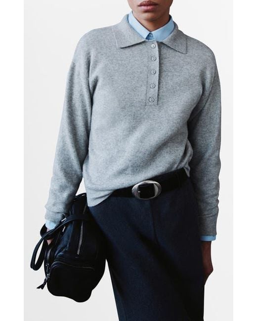 Mango Blue Polo Sweater