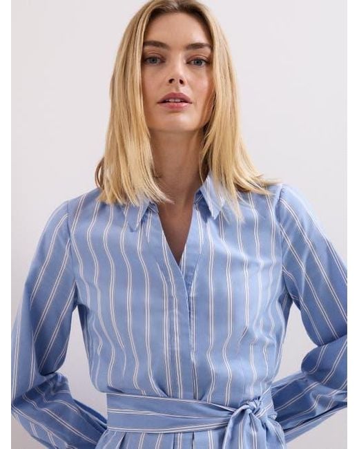 Phase Eight Blue Collared Statement-Belt Shirt
