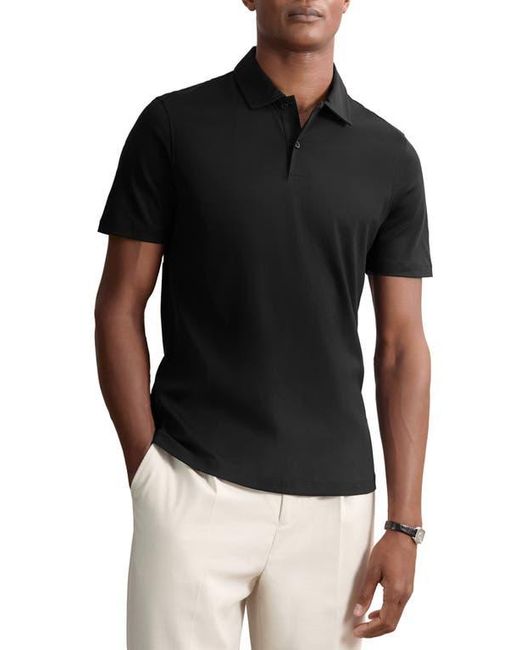 Reiss Black Earl Solid Cotton Polo for men