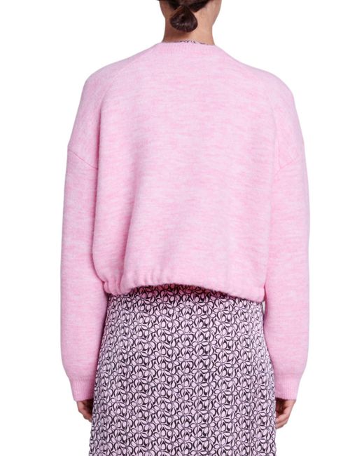 Maje Pink Mylace Drawstring Hem Sweater