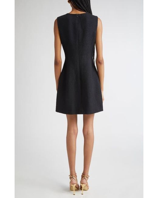 Oscar de la Renta Black Sleeveless Cotton Blend Tweed Dress