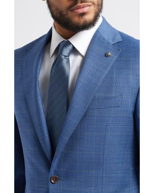 Jack Victor Blue Esprit Mélange Plaid Super 120S Wool Suit for men