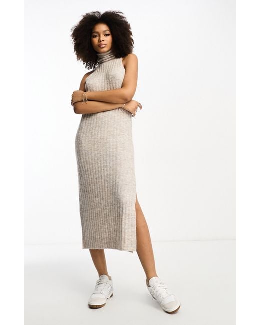 ASOS Ribbed Midi Sweater Dress in White Lyst