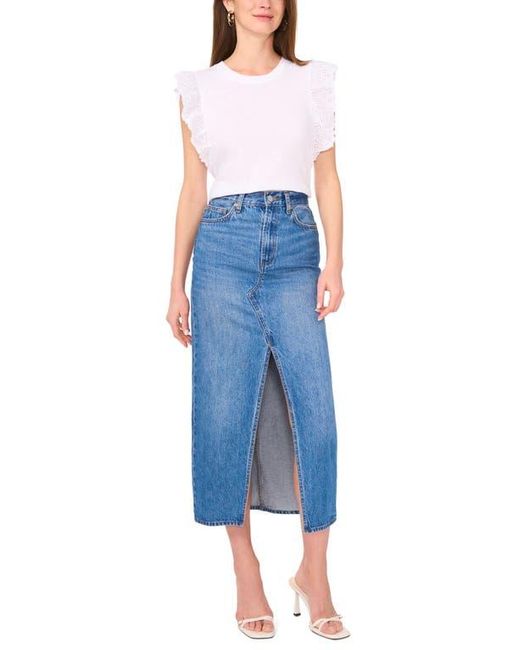 Two By Vince Camuto Blue Ruffle Eyelet Tank Top