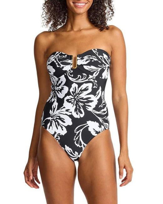 Tommy Bahama Blue Sunset Blooms Underwire Upf 50+ One-Piece Swimsuit