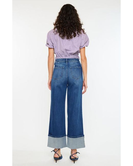Kancan Blue Delia Essentials High Rise Crop Wide Leg Jeans