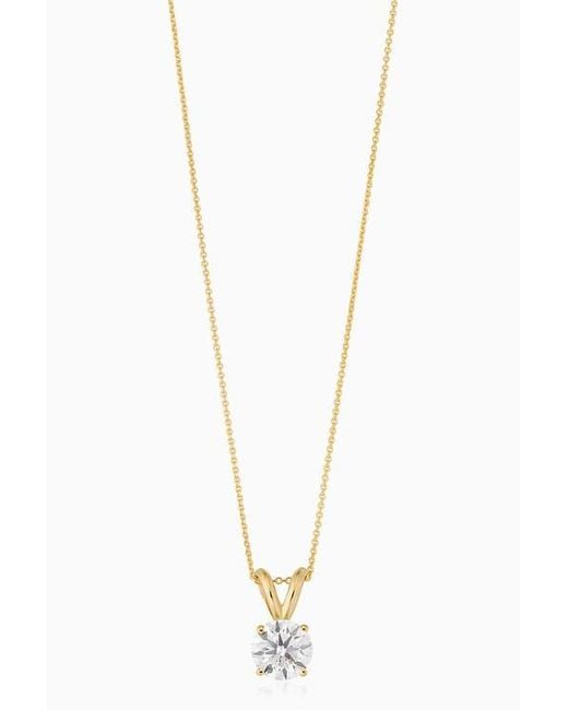 Oradina White 14K Solid Luminous 1 Carat Lab Diamond Classic Solitaire Necklace