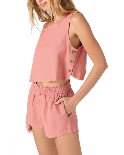 O'neill Sportswear Pink Sanders Side Button Crop Tank