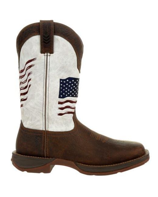 Durango Brown Distressed Flag Embroidery Western Boot for men