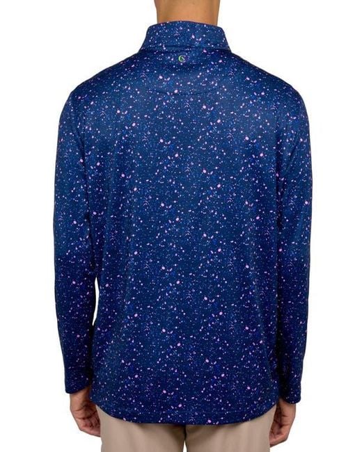 Con.struct Blue Regular Fit Paint Splatter Print Recycled Performance Quarter Zip for men
