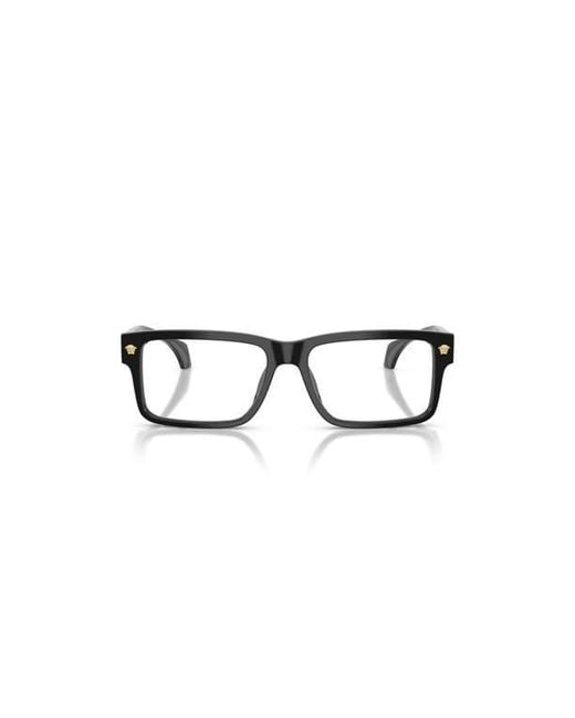 Versace Black 56Mm Rectangle Optical Glasses for men