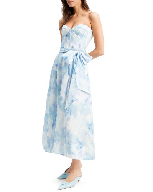 Bardot Blue Vibrant Tie Dye Strapless Corset Dress
