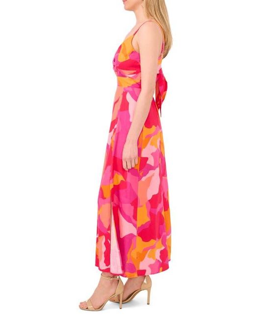 Halogen® Pink Printed Cutout Tie Back Maxi Sundress