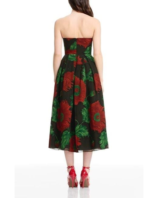 Dress the Population Maisy Strapless Fit & Flare Cocktail Midi Dress in  Green | Lyst