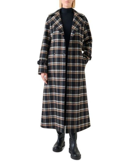 Akris Punto Black Plaid Double Face Wool Blend Trench Coat
