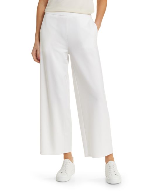 Eileen Fisher White High Waist Wide Leg Ponte Pants