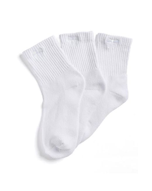 Stems White Bow 3-Pack Cushioned Crew Socks