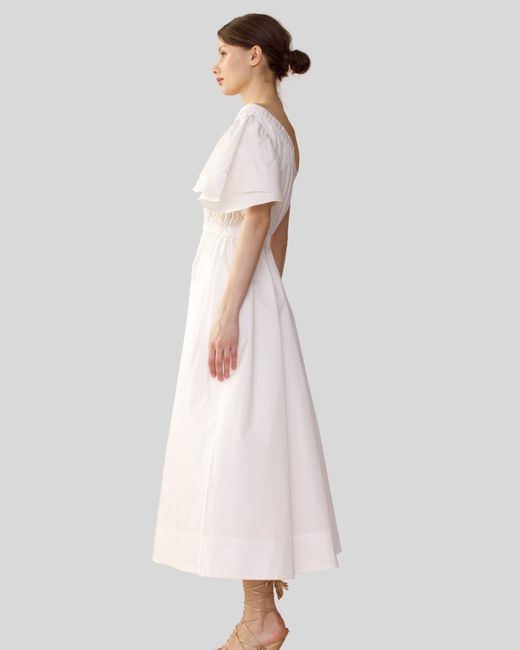 Cynthia Rowley White Cotton One Shoulder Midi Dress