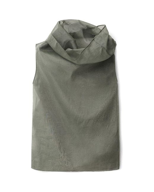 Mango Green Cotton & Silk Organza Top