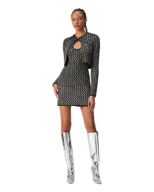 Missoni Black Embossed Zig Zag Cardigan With Sequins